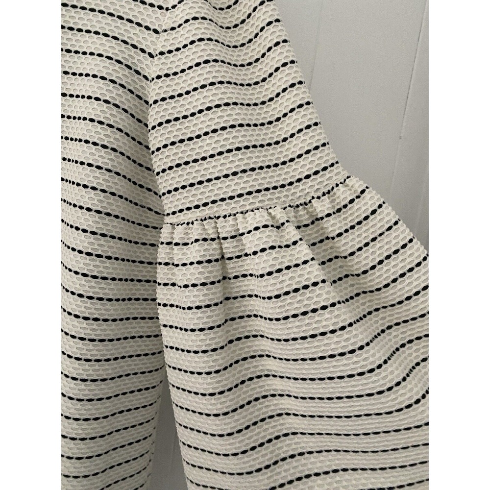 Calvin Klein Women's Top Size M Ivory Striped Round Neck Long Bell Sleeve - Picture 4 of 8